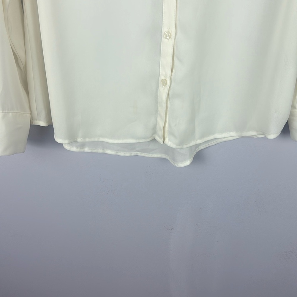 Rachel Zoe Casual White Button-Up Blouse with Metal Detail Size Large - Picture 10 of 13